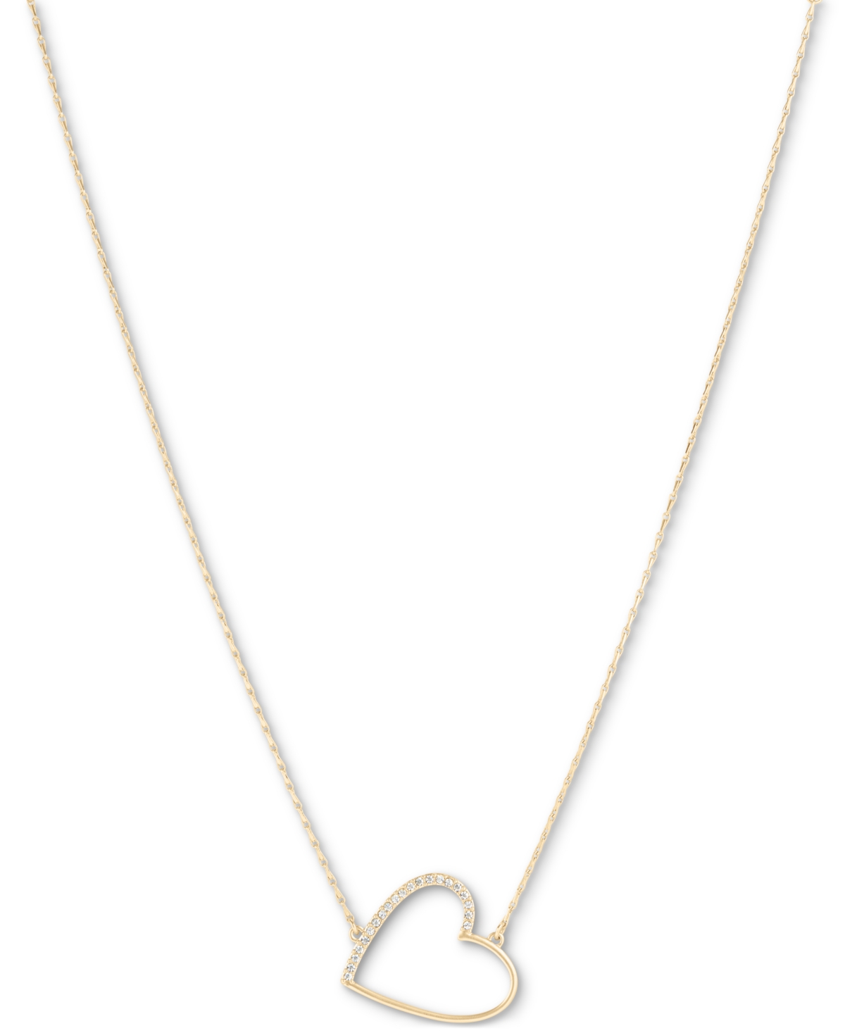 Lucky Brand Pave Open Heart 16-3/4" Pendant Necklace In Gold