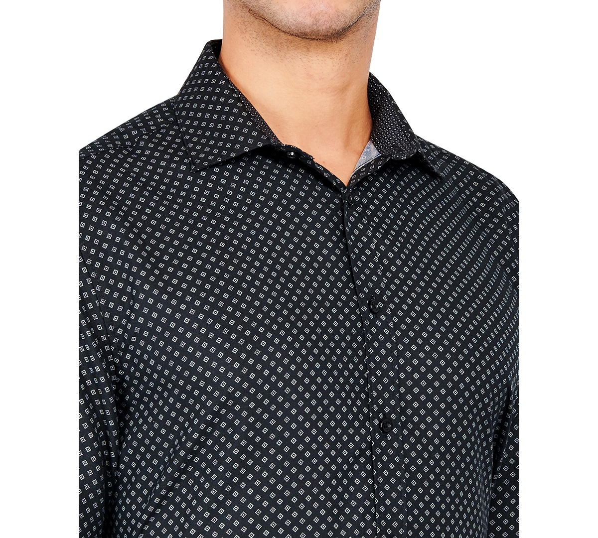 Men's Regular Fit Geo Print Wrinkle Free Performance Dress Shirt