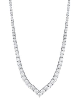 Arabella - Cubic Zirconia 17" V Collar Necklace in Sterling Silver