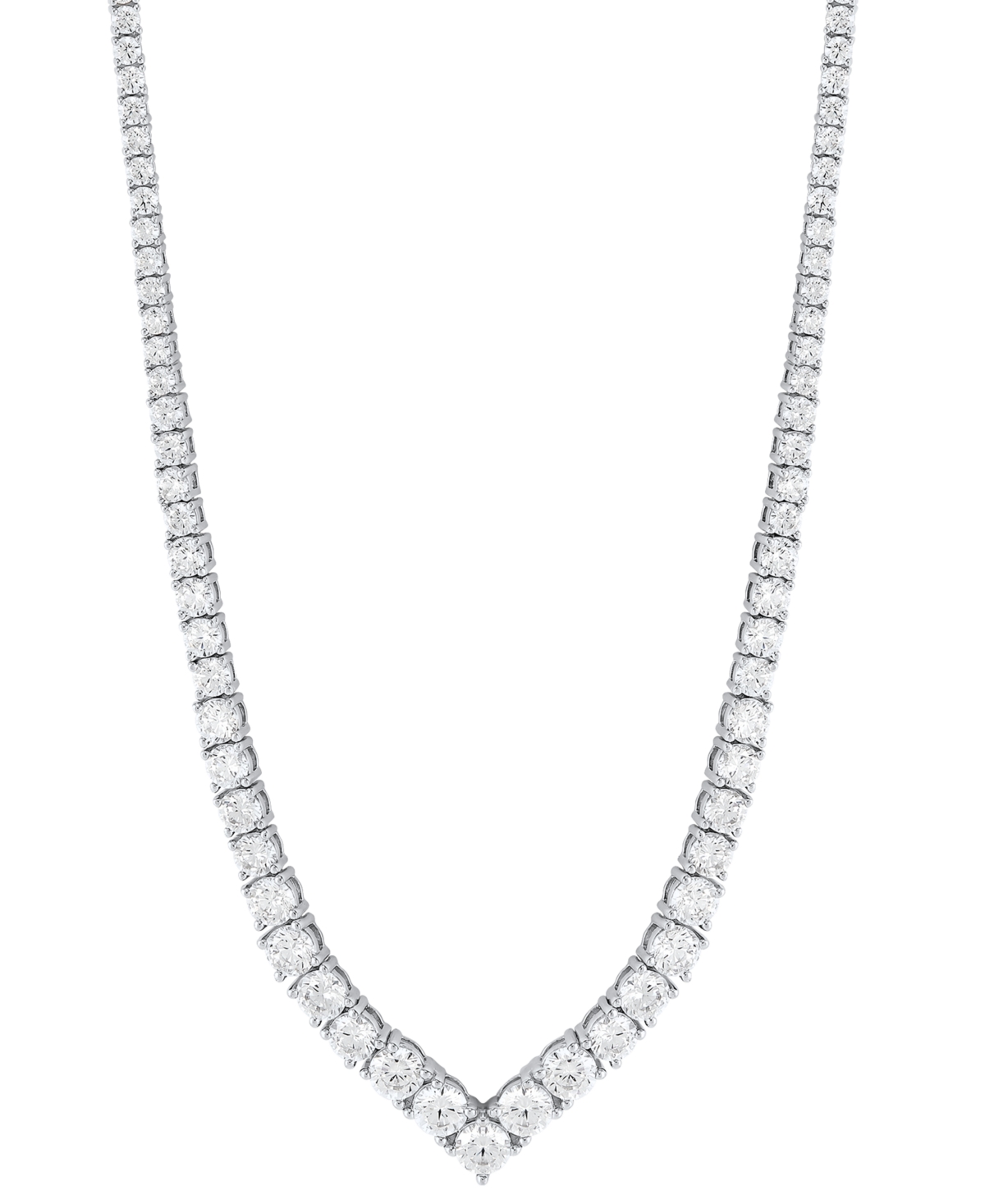 Arabella Cubic Zirconia 17" V Collar Necklace in Sterling Silver