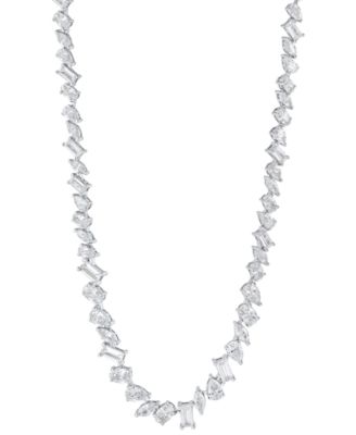 Arabella - Cubic Zirconia Multi-Cut Collar Necklace in Sterling Silver, 15" + 3" extender