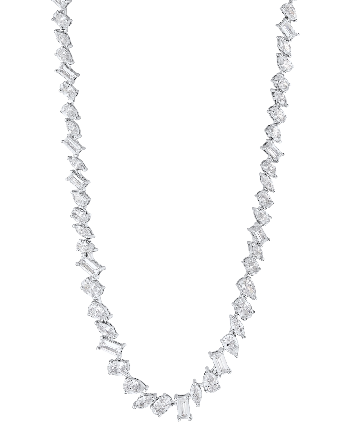 Arabella Cubic Zirconia Multi-Cut Collar Necklace in Sterling Silver, 15" + 3" extender