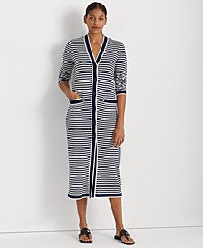 Women's Striped Silk-Blend Long Cardigan