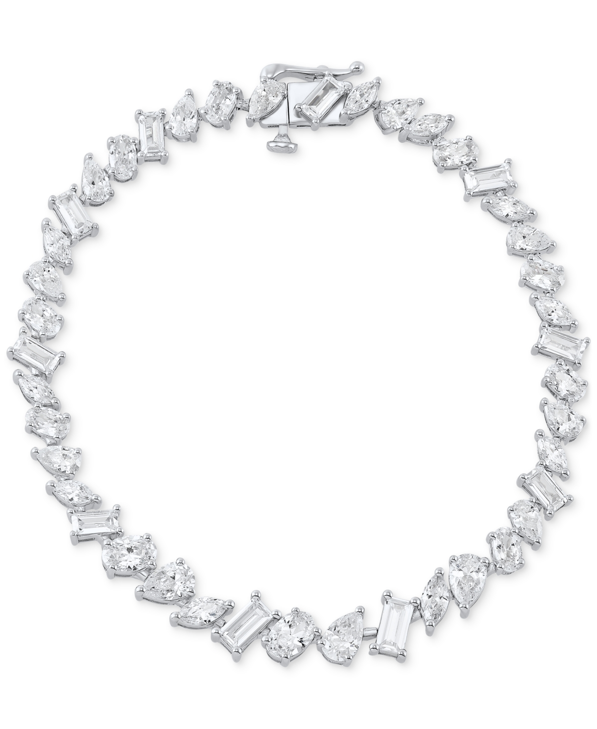 Cubic Zirconia Multi-Cut Tennis Bracelet in Sterling Silver - Sterling Silver