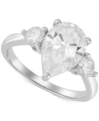Cubic Zirconia Three Stone Promise Ring in Sterling Silver - Macy's
