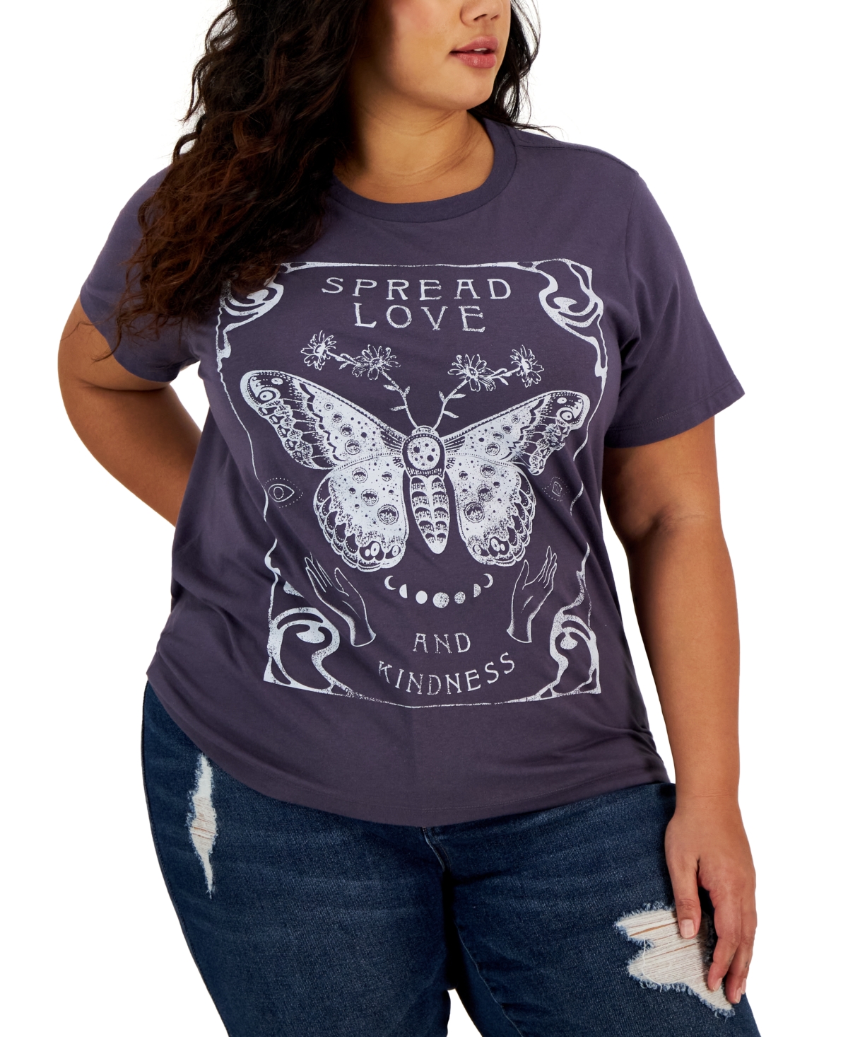 Grayson Threads Black Trendy Plus Size Short-sleeve Butterfly Box T-shirt In Graystone