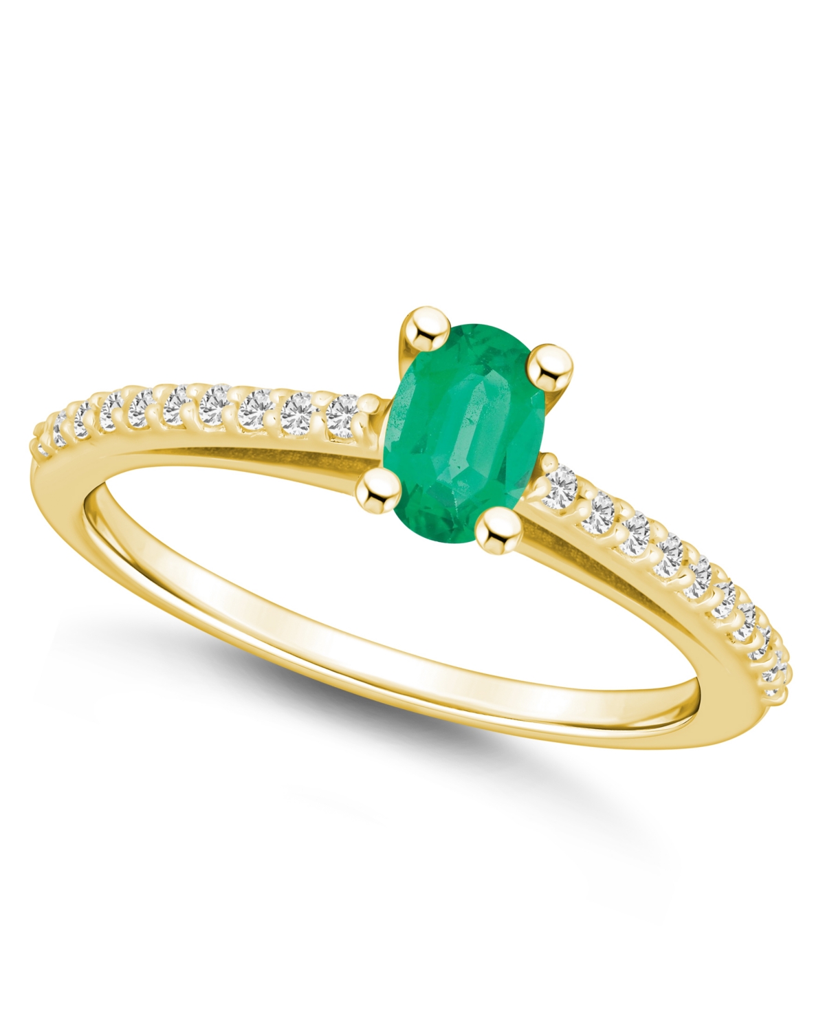 Macy's Emerald (1/2 Ct. T.w.) And Diamond (1/6 Ct. T.w.) Ring In Gold