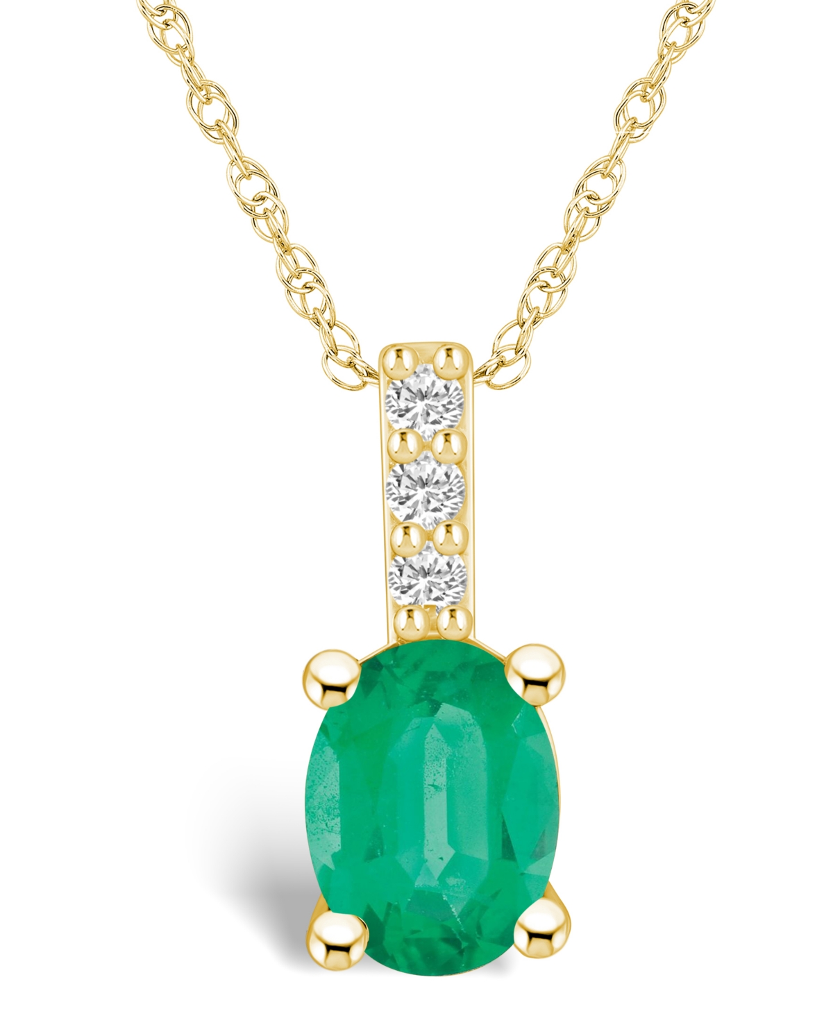 Macy's Emerald (1-1/5 Ct. T.w.) And Diamond Accent Pendant Necklace In Gold