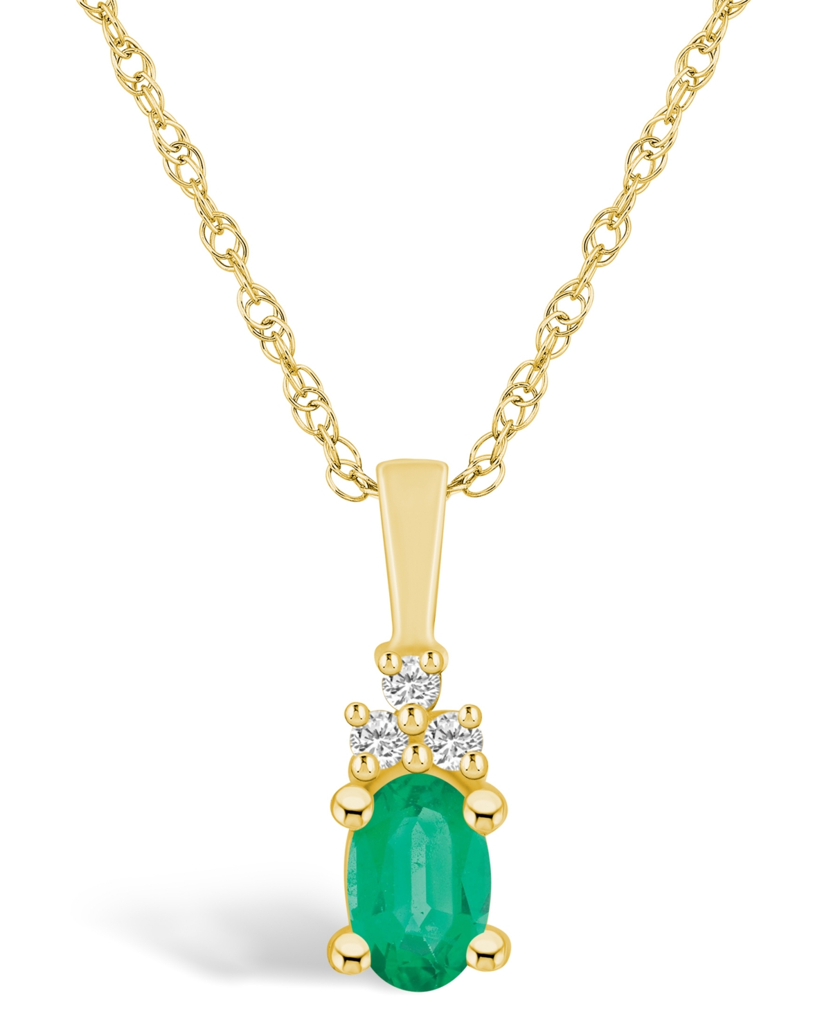 Macy's Emerald (1/2 Ct. T.w.) And Diamond Accent Pendant Necklace In Gold