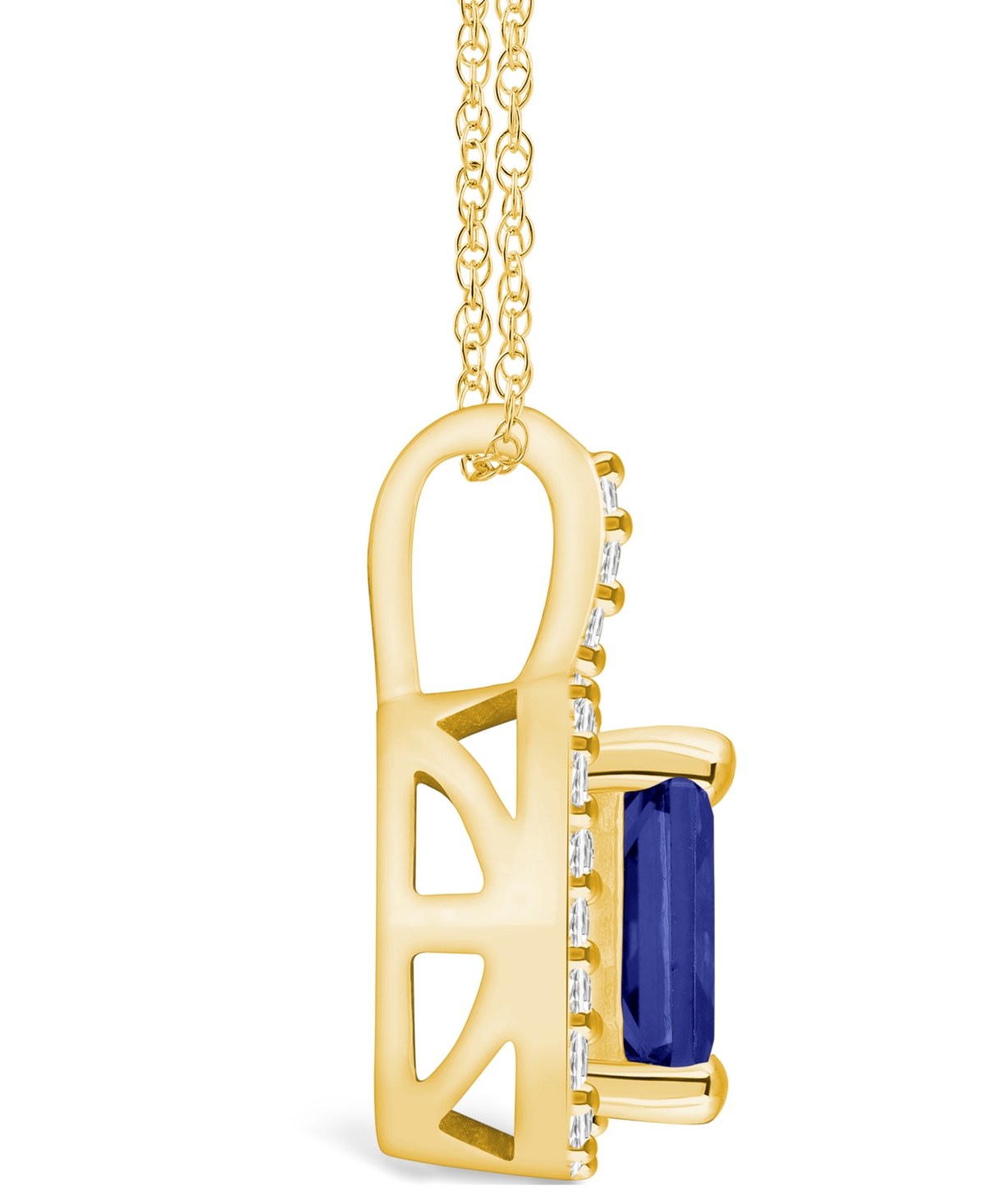 Macy's Tanzanite (1-5/8 Ct. t.w.) and Diamond (1/4 Ct. t.w.) Halo Pendant Necklace