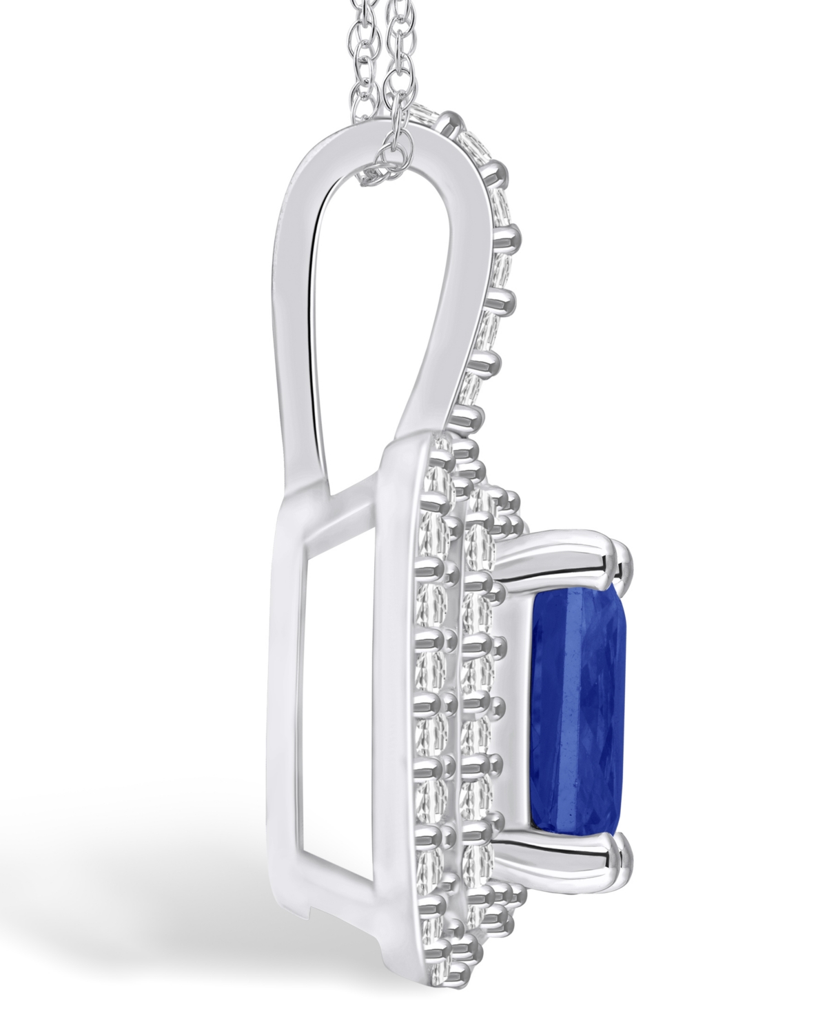 Macy's Tanzanite (1-5/8 Ct. t.w.) and Diamond (1/2 Ct. t.w.) Halo Pendant Necklace