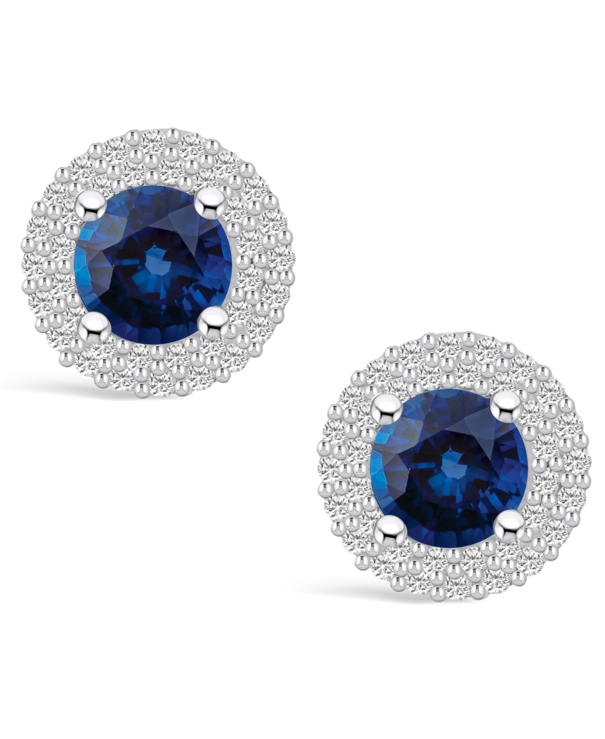 Macy's Sapphire (2 Ct. t.w.) and Diamond (1/2 Ct. t.w.) Halo Stud Earrings
