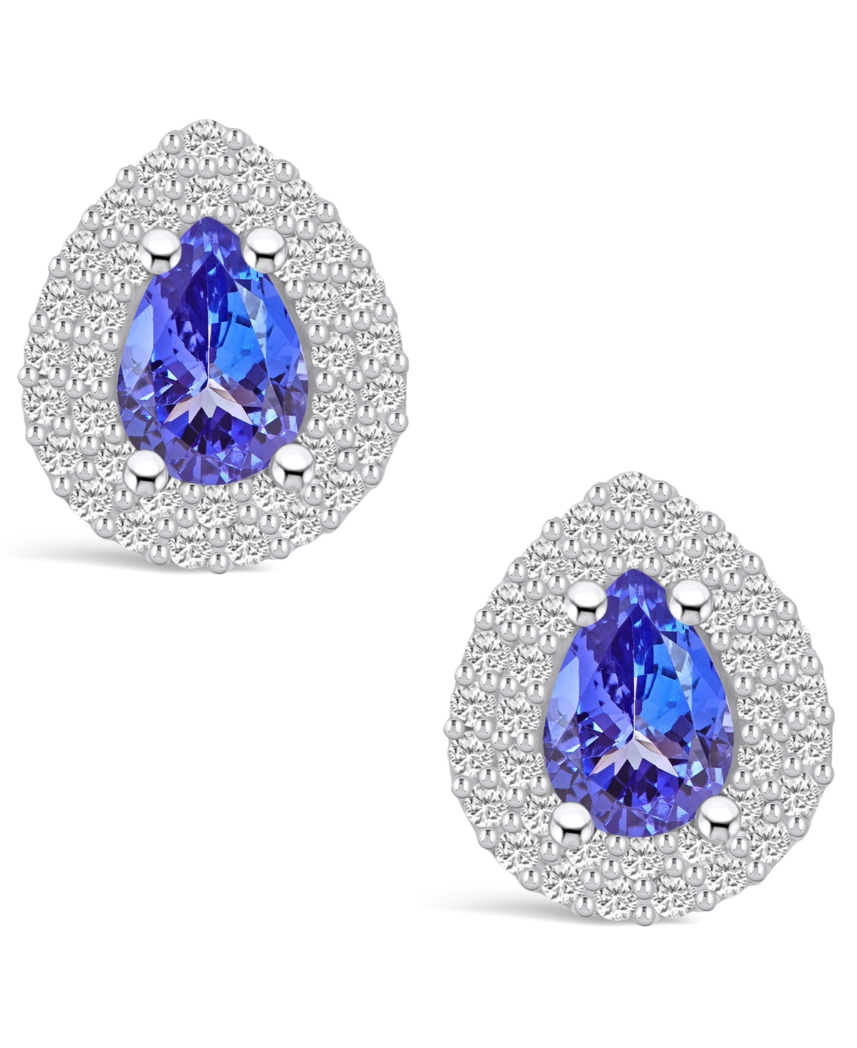 Macy's Tanzanite (1-1/3 Ct. t.w.) and Diamond (5/8 Ct. t.w.) Halo Stud Earrings