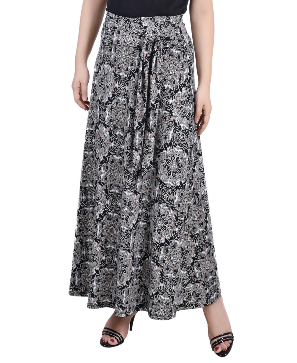 NY COLLECTION WOMEN'S MISSY MAXI SKIRT WITH SASH WAIST TIE 