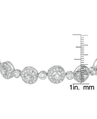 Fine Silver Plated Cubic Zirconia Circle Link Bracelet