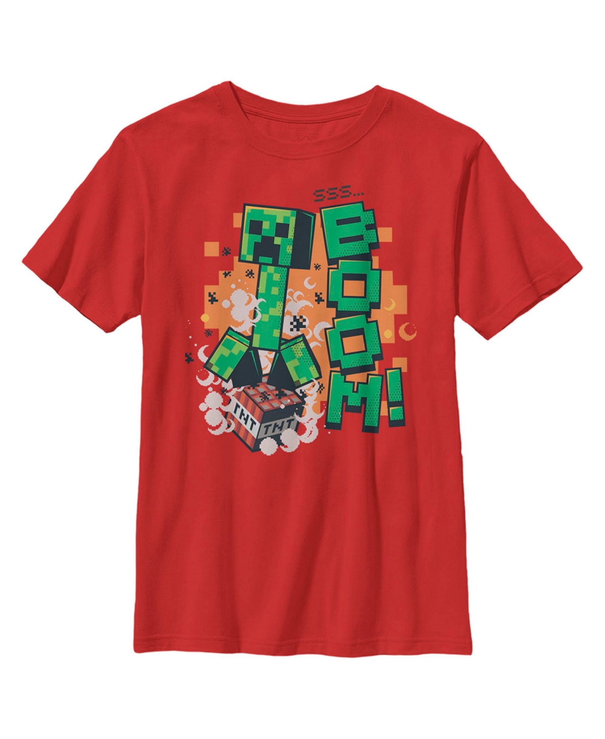 Microsoft Boy's Minecraft Creeper Goes Sss Boom Child T-shirt In Red