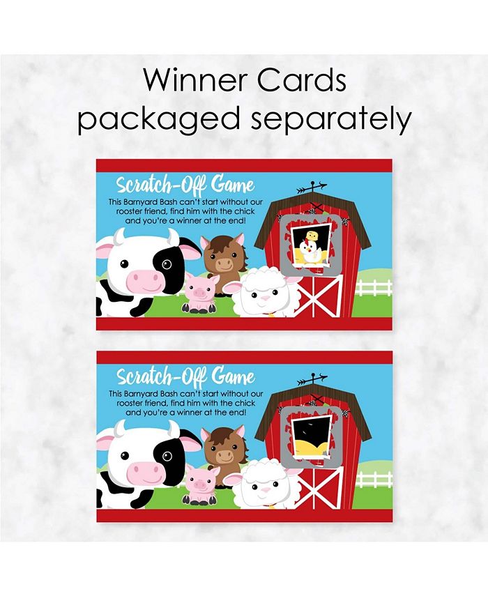 Big Dot Of Happiness Farm Animals Barn Shaped Baby Shower Advice Cards | Set Of 20 | Keepsake Activity Game