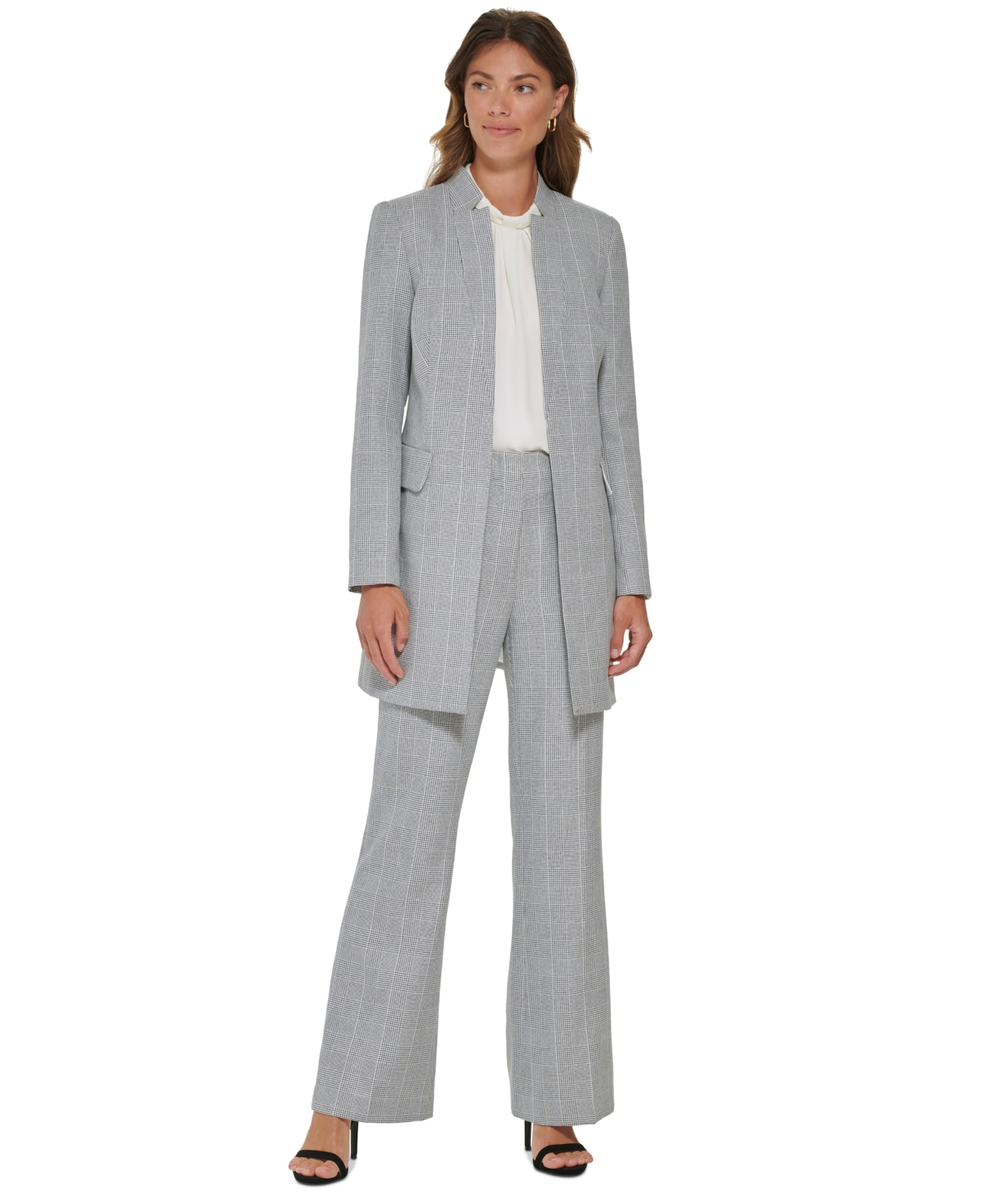 Dkny Women's Star Collar Glen Plaid Topper Jacket In Cashmere | ModeSens