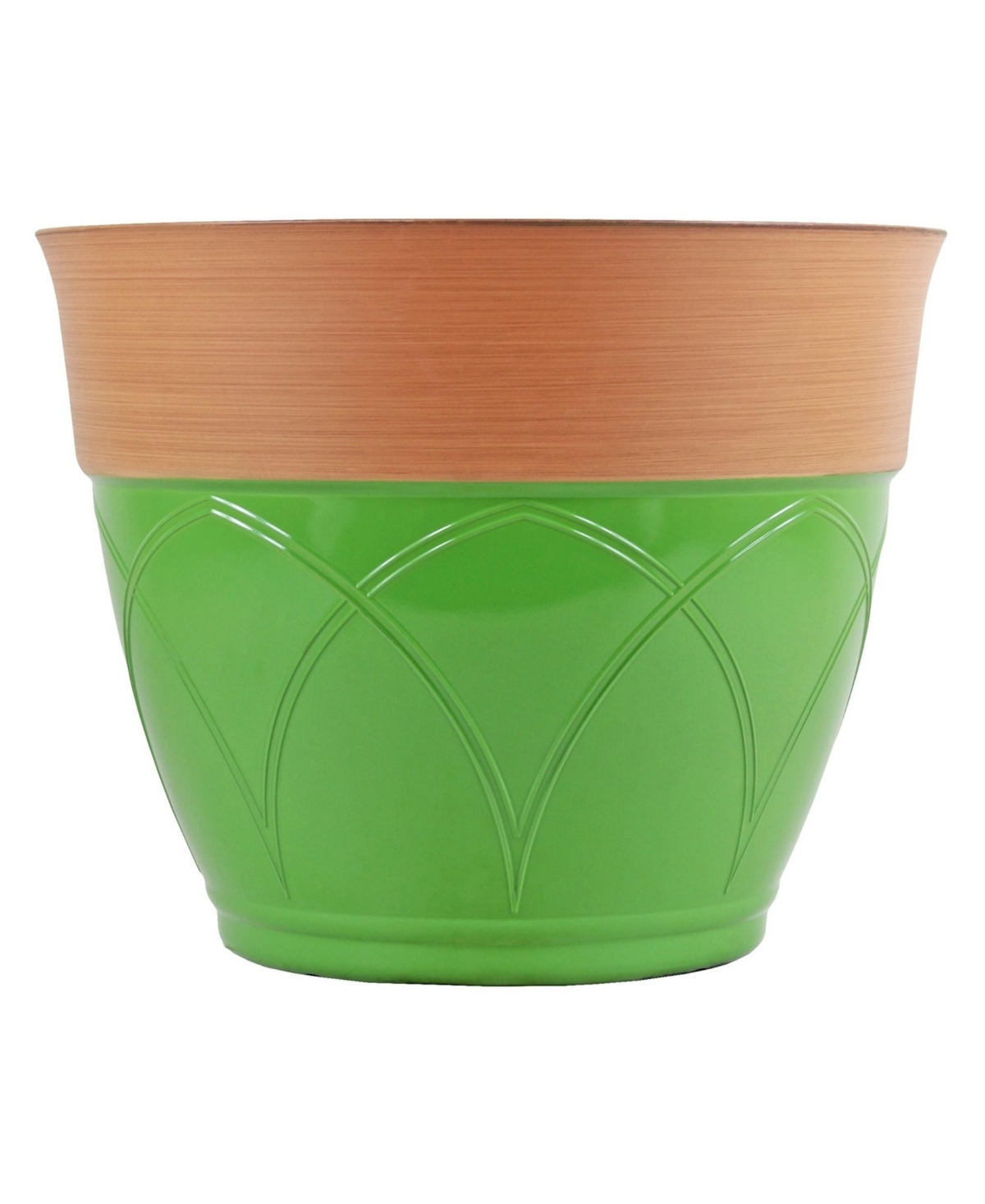Colored Rim Large Plastic Planter Green 15 Inches - Green
