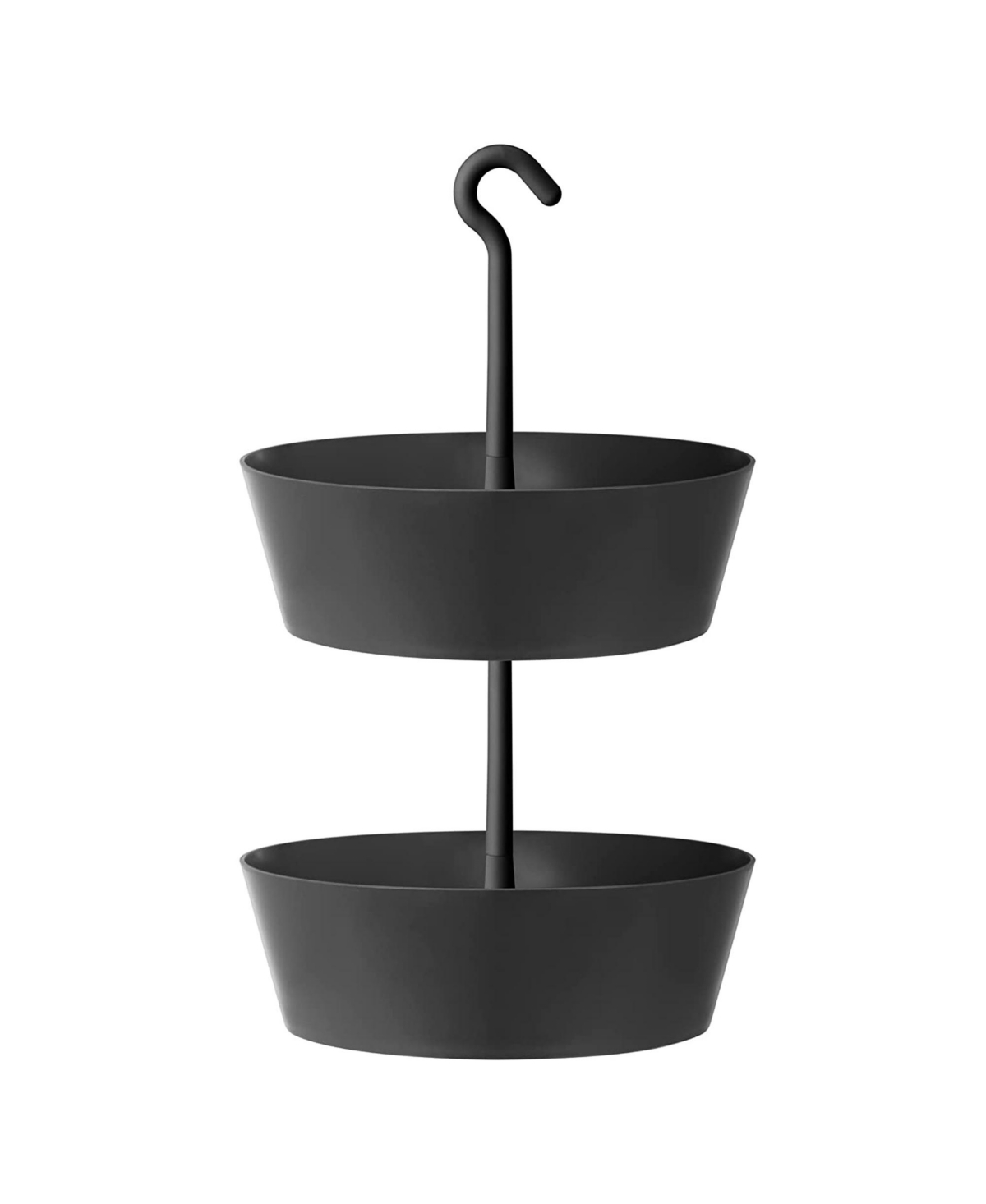 Sunny Hanging Two-Tier Planter Round Anthracite - 12 Inch D - Black