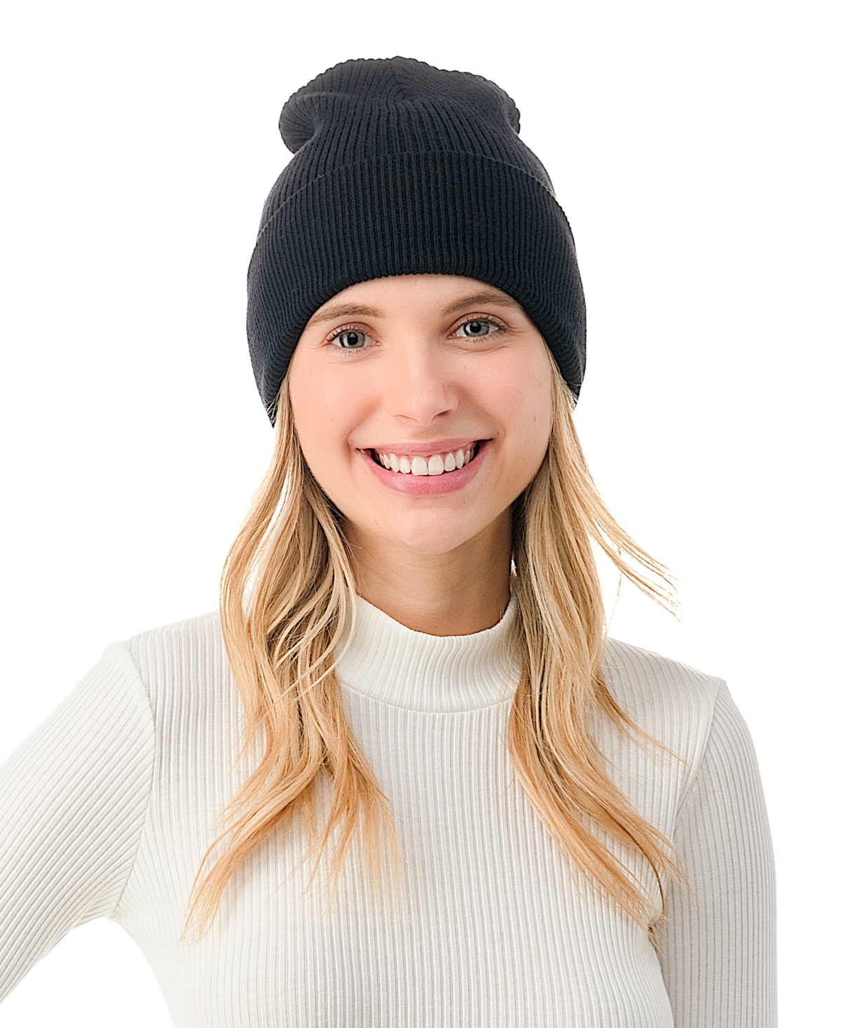 Marcus Adler Women's Ultra Soft Rib Detail Cuff Beanie In Black