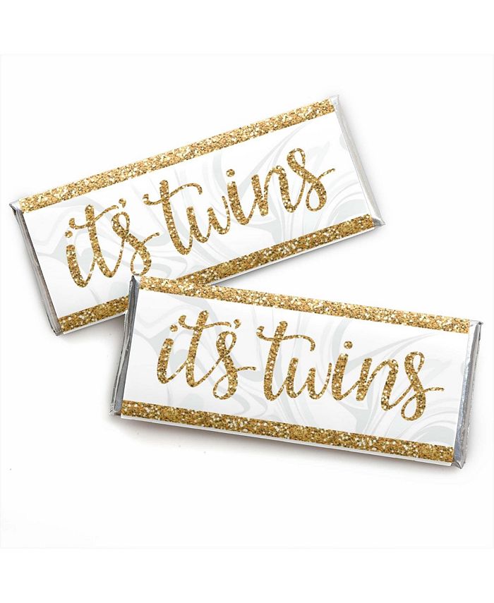 It's Twins - Candy Bar Wrapper Gold Twins Baby Shower Favors - Set of 24
