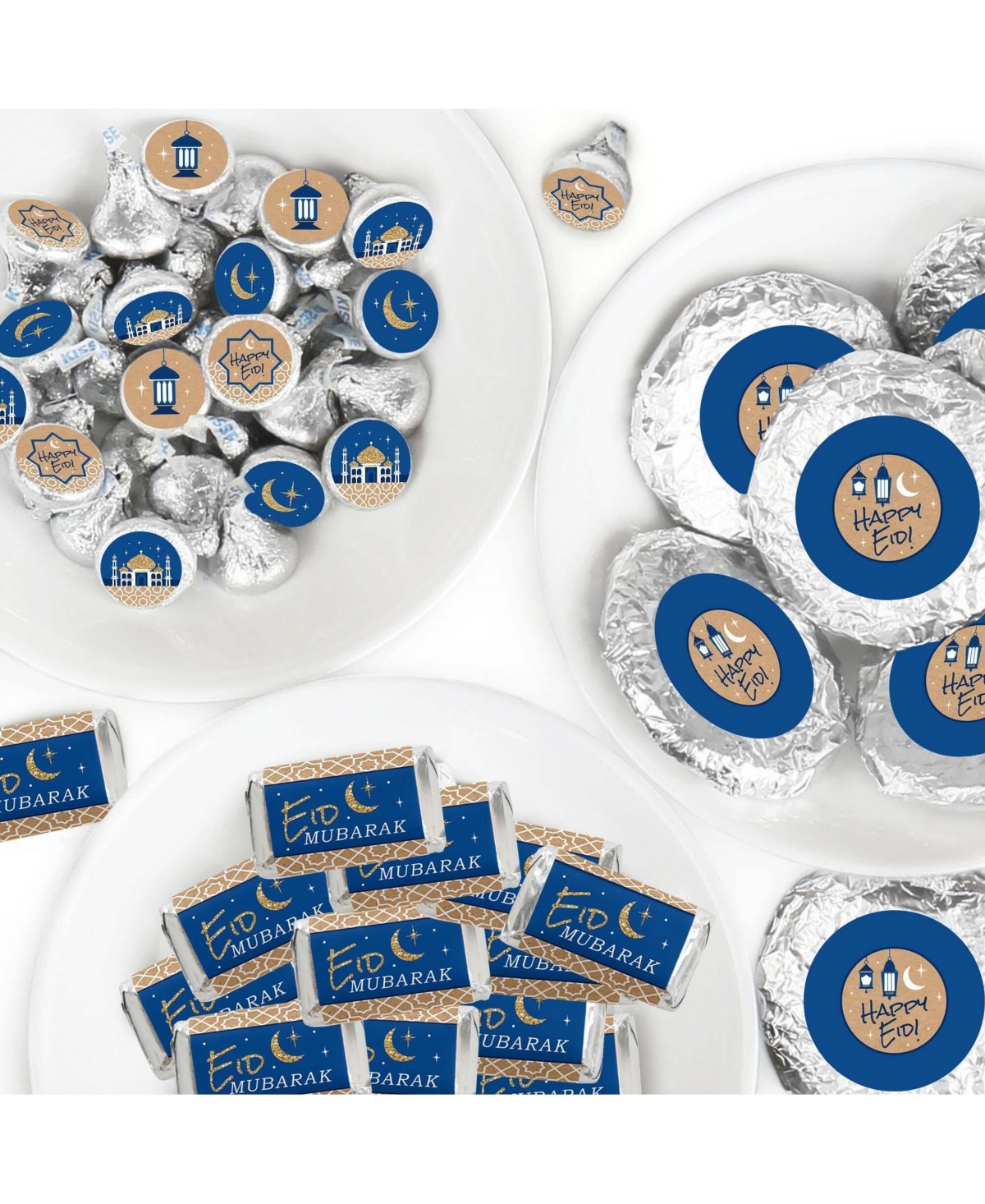 Ramadan - Eid Mubarak Candy Favor Sticker Kit - 304 Pieces - Blue