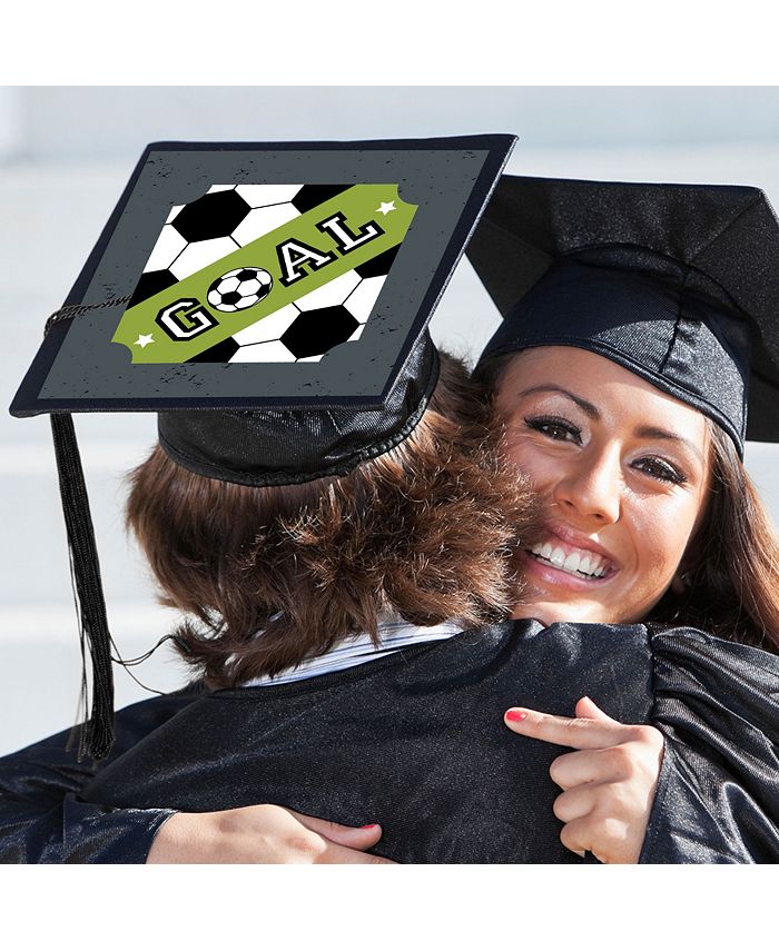 Big Dot of Happiness Grad Soccer Graduation Cap Decorations Kit