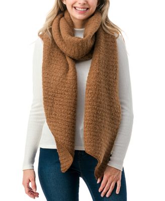 Women's Solid Scarf with Ribbed Detail