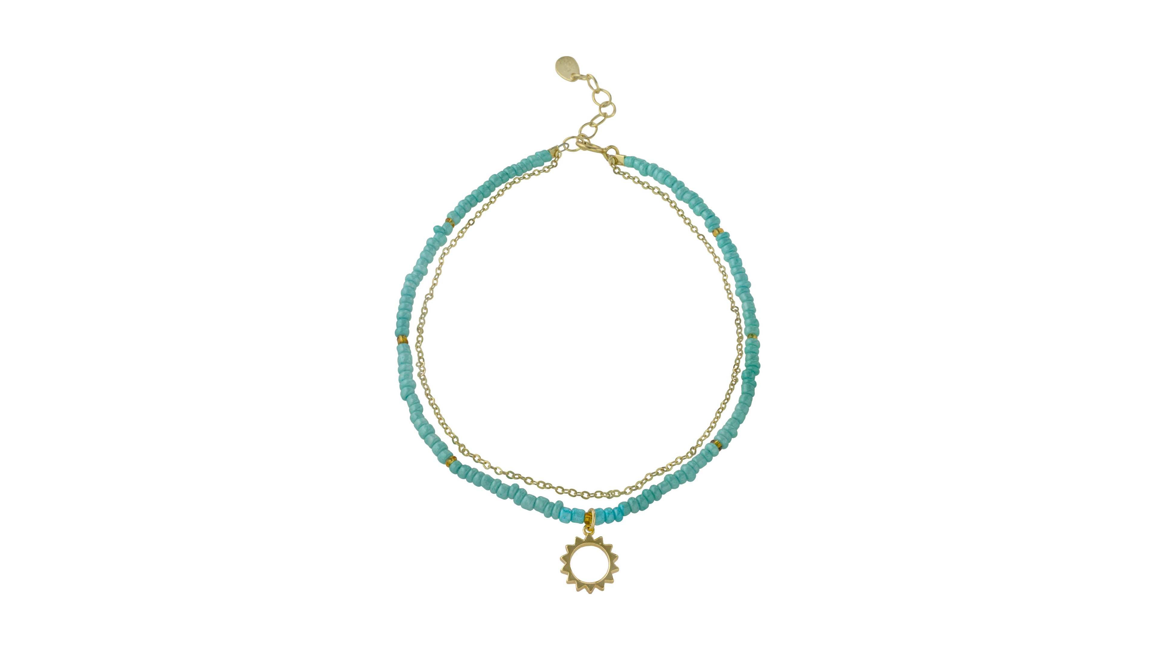 Giani Bernini Fine Aqua Seed Beads Ankle Bracelet in Fine 18K Gold Plated Over Sterling Silver