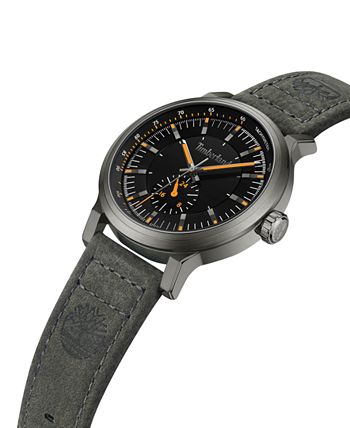 Timberland Men\'s Driscoll Three Hand Gray Dark Genuine Macy\'s Watch, Strap 46mm Date - Leather