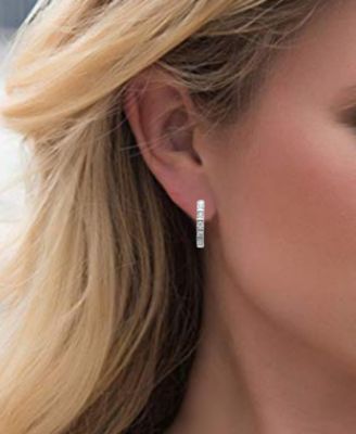 Macy's Diamond Hoop Earrings (1/4 ct. t.w.) in Sterling Silver