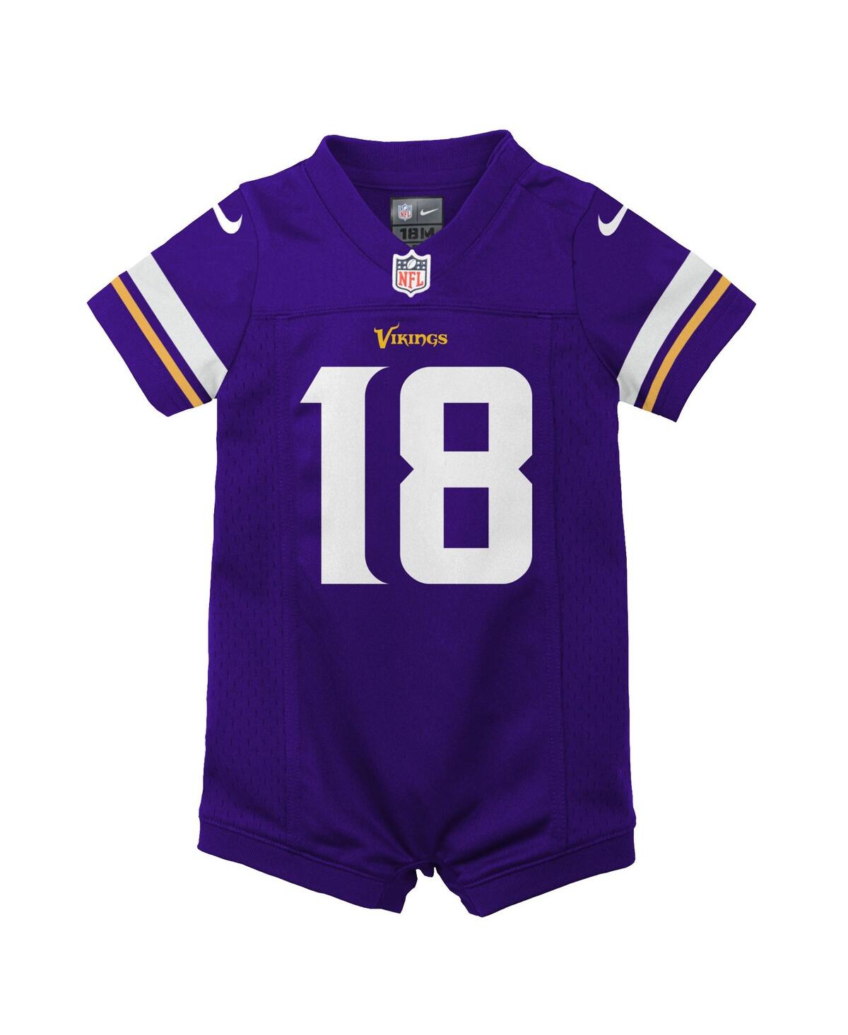 Newborn and Infant Boys and Girls Nike Justin JeffersonMinnesota Vikings Game Romper Jersey - Purple