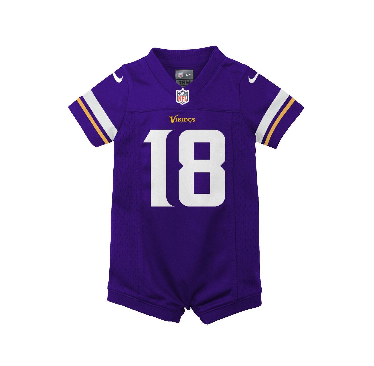 Newborn and Infant Boys and Girls Justin Jefferson Purple Minnesota Vikings Game Romper Jersey