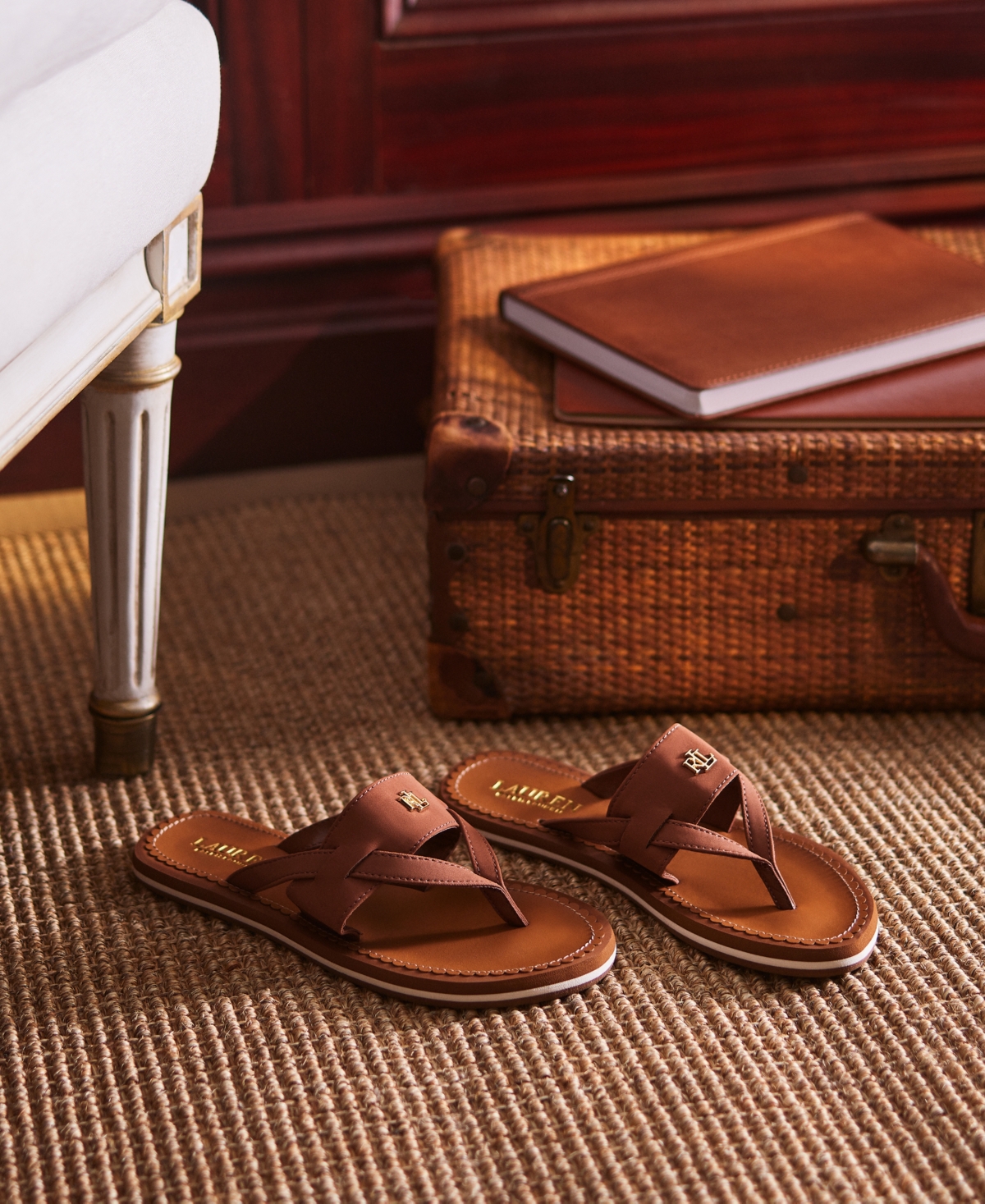 Ralph Lauren Rosalind Thong Sandals In Tan