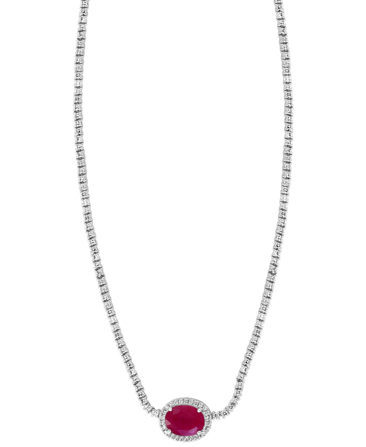 Effy Collection Effy Ruby (1-7/8 Ct. T.w.) & Diamond (2-1/2 Ct. T.w.) 18" Collar Necklace In 14k White Gold