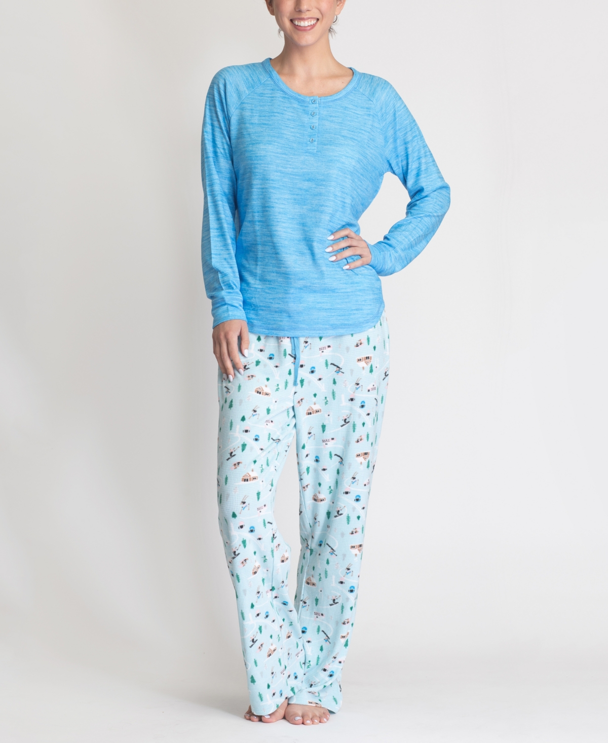 Muk Luks Plus Size Cozy Sleep And Lounge Set, 2 Piece In Blue