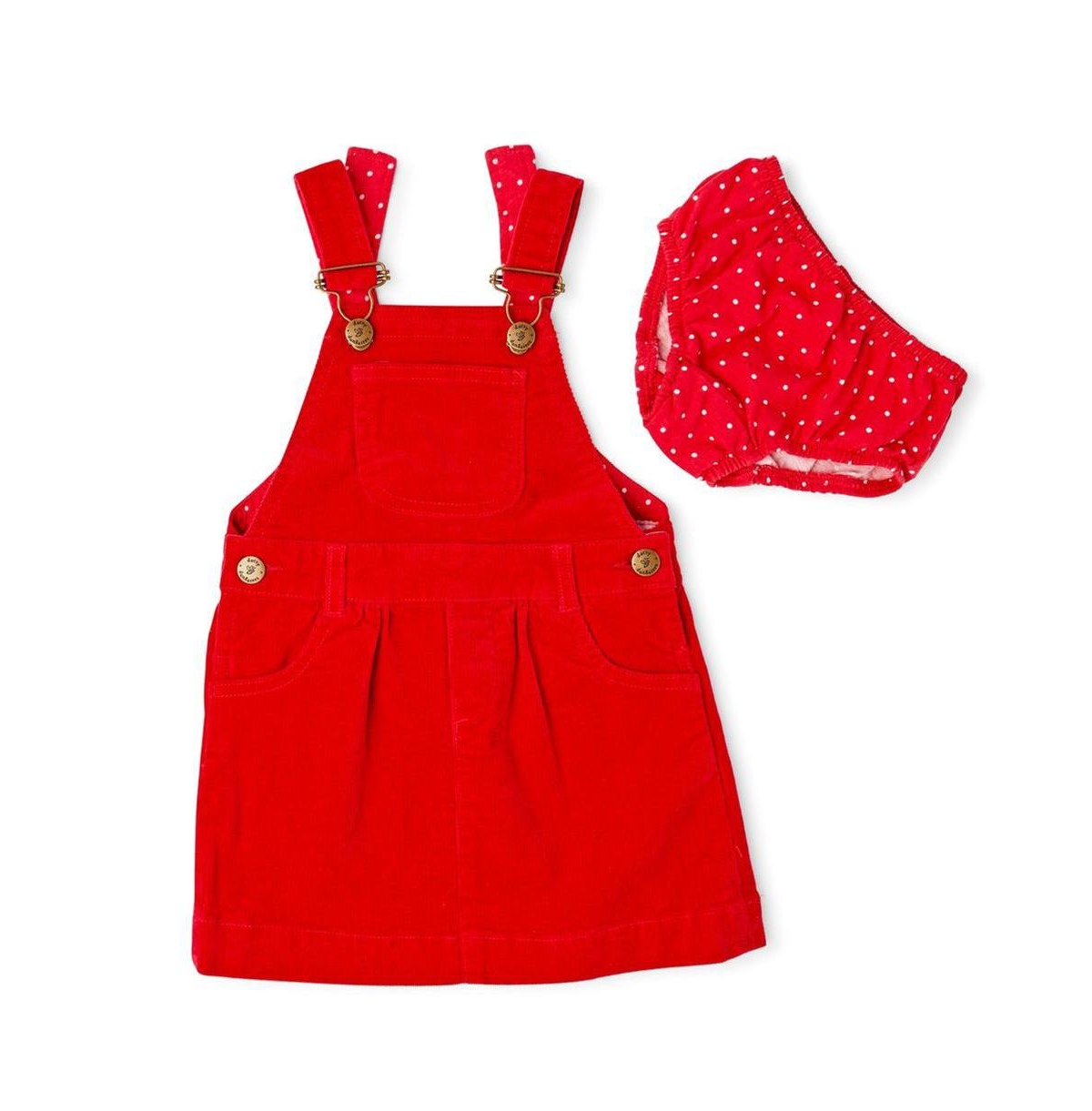 Dotty Dungarees Child Girl Corduroy Dress In Red