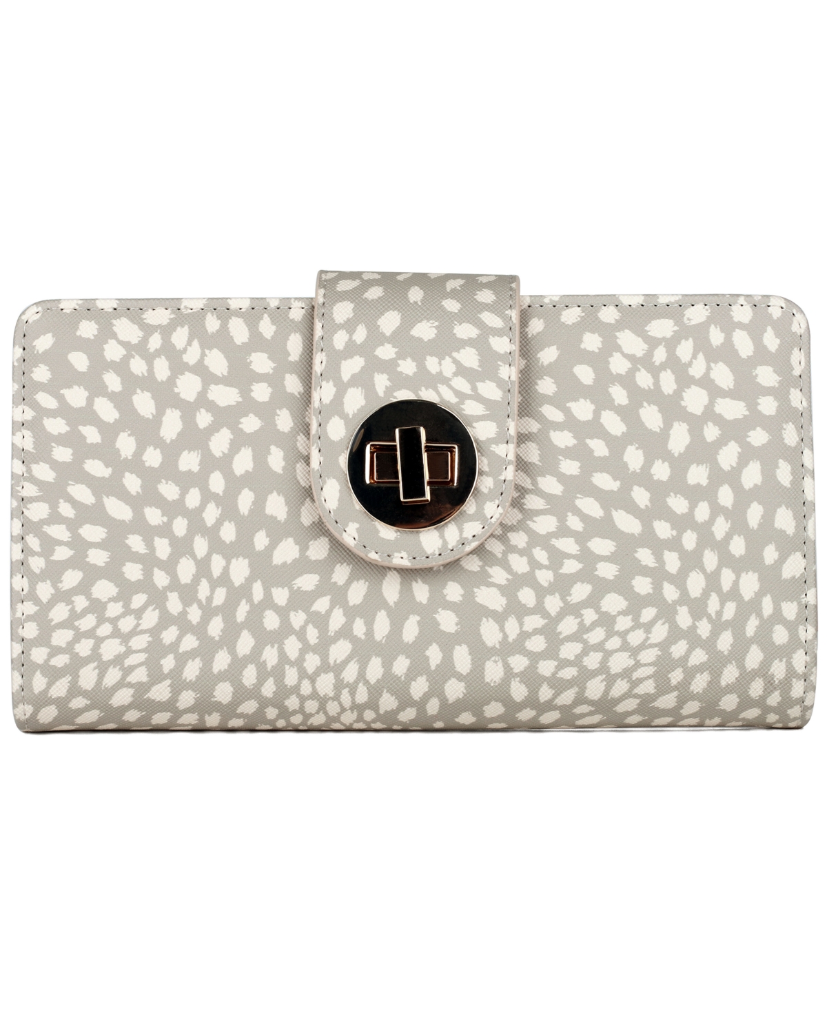 Women's Small Faux Leather Boxed Super Wallet - White Pepper Print