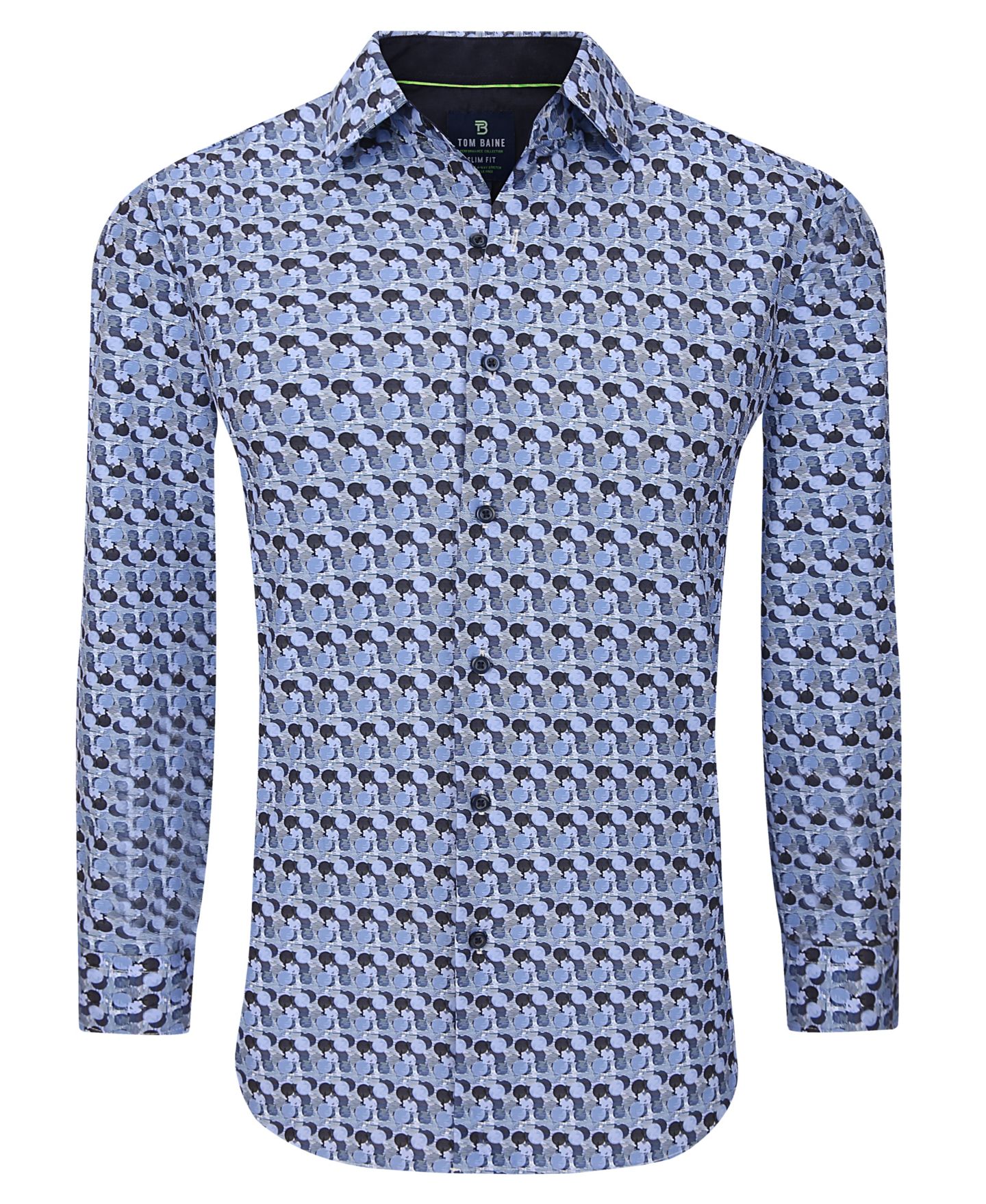 Мужская рубашка Tom Baine Slim Fit Performance Long Sleeve Button Down Dress Shirt, цвет: Синий — фото 3