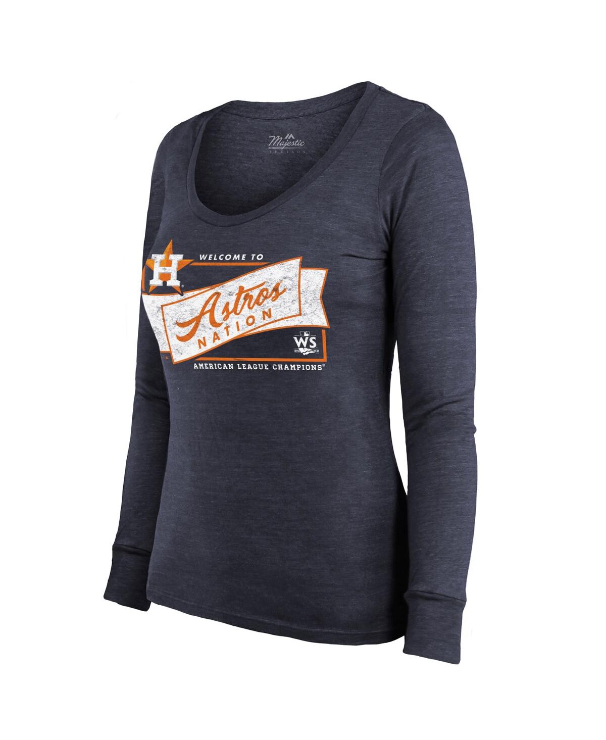 Women's Majestic Threads Navy Houston Astros 2022 World Series Champions  Long Sleeve Tri-Blend Scoop Neck T-Shirt