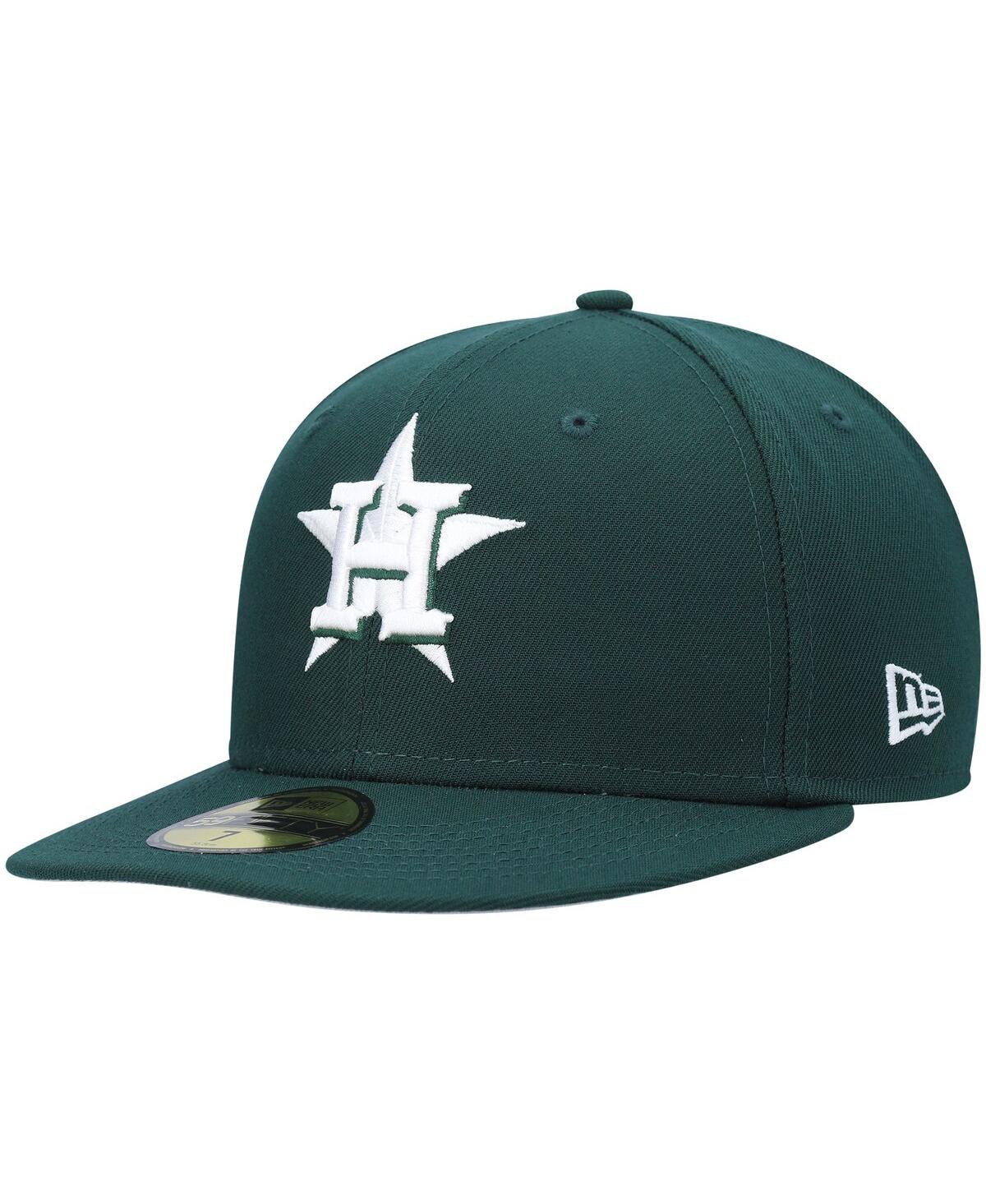 New Era Men's  Green Houston Astros White Logo 59fifty Fitted Hat