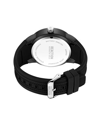 Kenneth Cole Reaction Men s Sporty Three Hand Black Silicon Strap