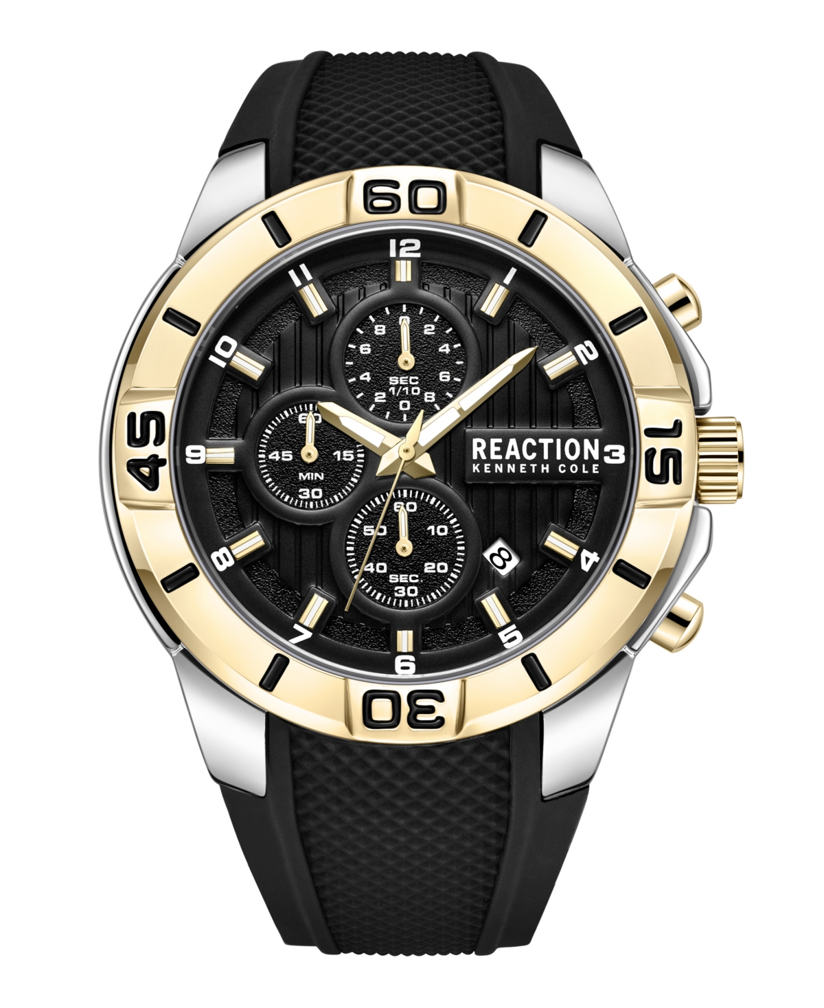 Men's Dress Sport Black Silicon Strap Watch, 48mm - Black