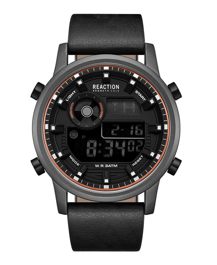 Kenneth Cole Reaction Men s Digital Black Synthetic Leather Strap