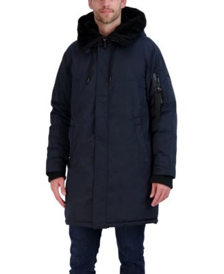 Vince Camuto Men's Long Parka with Faux Fur Lined Hood - Macy's