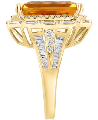 EFFY&reg; Limited Edition Citrine (11-1/2 ct. t.w.) & Diamond (1-1/3 ct. t.w.) Halo Ring in 14k Gold