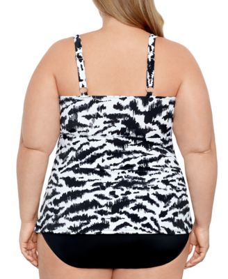 Plus Size Tummy Control Triple Tier Fauxkini, Created For Macy's