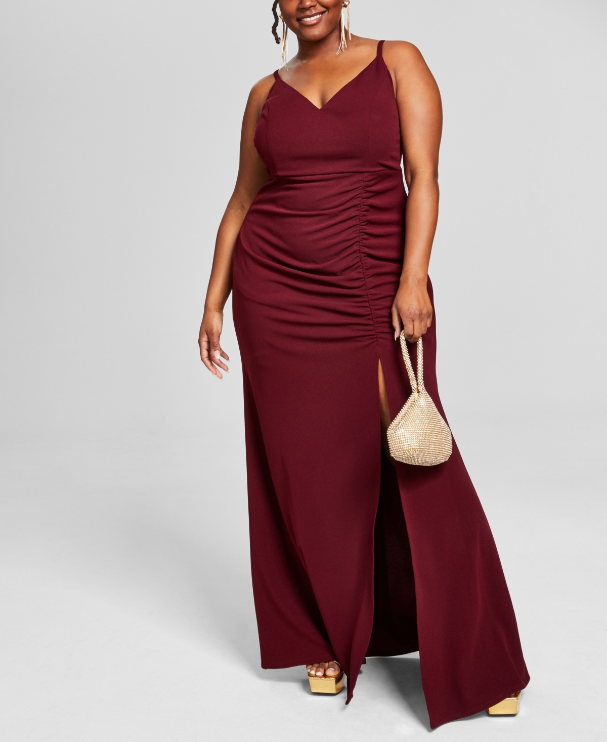 Emerald Sundae Trendy Plus Size Side-Shirred Gown