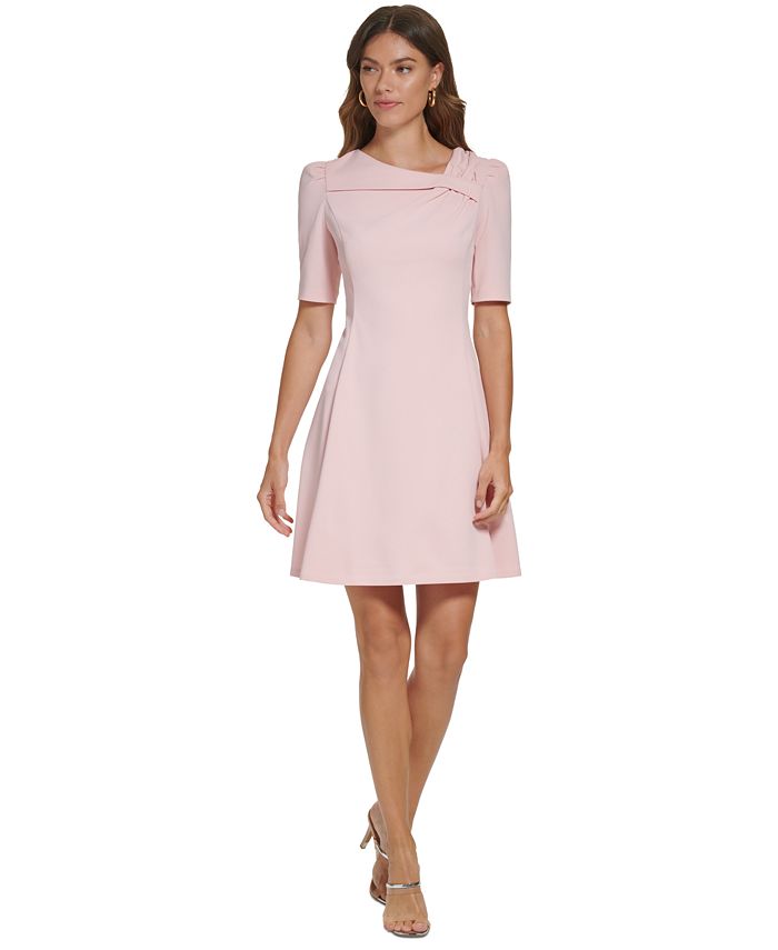 Elbow sleeve fit and flare dress hot sale